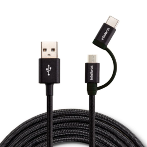 Cabo 2 em 1 Intelbras Micro-USB e USB-C