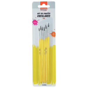 Kit de Pincéis Escolares Redondo