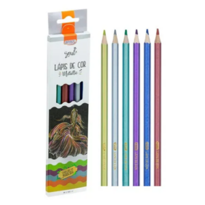 Lápis de Cor 6 Cores Metalizadas