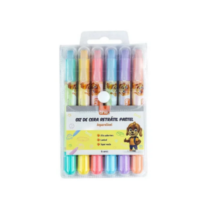 Giz de Cera Retrátil Pastel 6 Cores