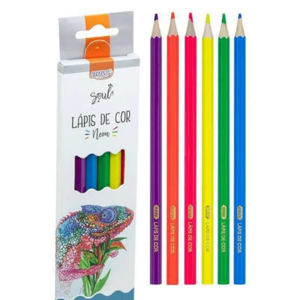 Lápis de Cor 6 Cores Neon BRW