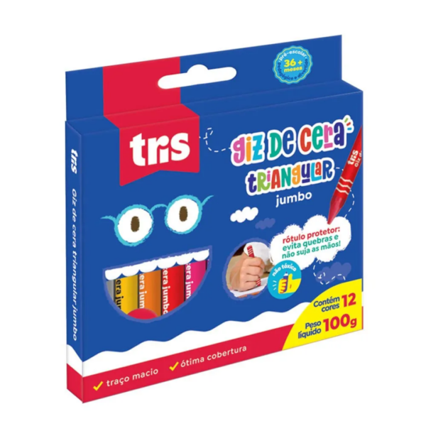 Giz de Cera Jumbo Triangular 12 Cores