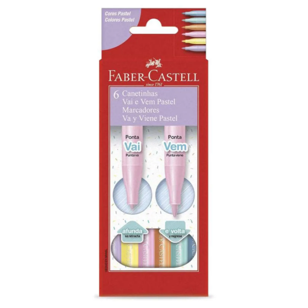 Canetinha Vai e Vem 6 Cores Pastel